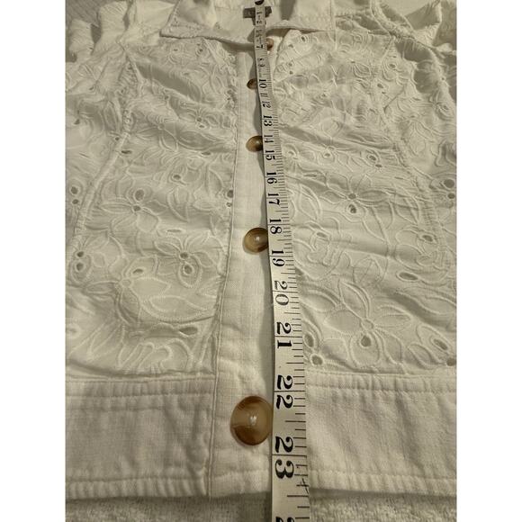 Chicos White Eyelet Cotton Blazer Jacket/ Embroidered, Cottagecore, Sz.‎ 2/US 12 - Picture 5 of 6